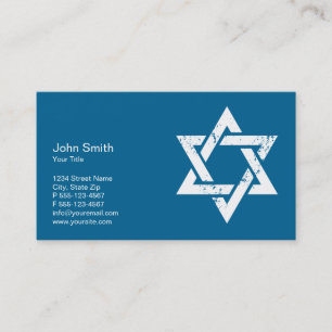 Grunge White Star van David Business Card Template Visitekaartje
