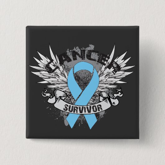 Grunge Winged lint Prostate Cancer Survivor Vierkante Button 5,1 Cm (Voorkant)