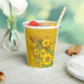 Grunge Zonnebloem Art Bold Rustiek Geel Bloemen Papieren Bekers