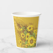 Grunge Zonnebloem Art Bold Rustiek Geel Bloemen Papieren Bekers (Voorkant)
