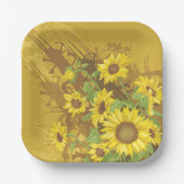 Grunge Zonnebloem Art Bold Rustiek Geel Bloemen Papieren Bordje (Voorkant)