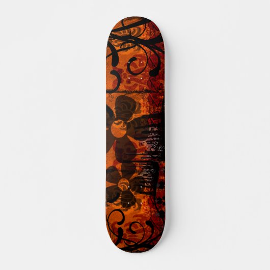 Grunged Damask - met bloemen Skateboard (Voorkant)