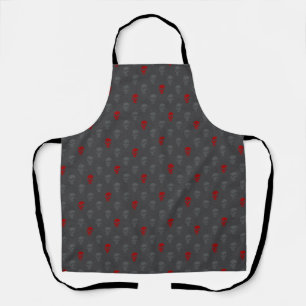 Grungy Anatomical Skull Polkadots grijs rood Schort