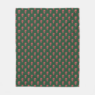 Grungy Anatomical Skull Polkadots roze groen Fleece Deken