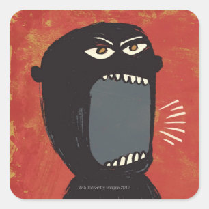 Grungy Angry Man Vierkante Sticker