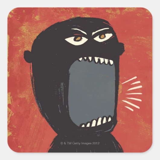 Grungy Angry Man Vierkante Sticker (Voorkant)