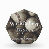 Grungy Baseball World's Best Stepdad Photo Block Fotoblokken (Voorkant)