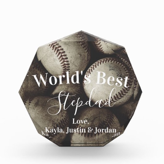 Grungy Baseball World's Best Stepdad Photo Block Fotoblokken (Voorkant)