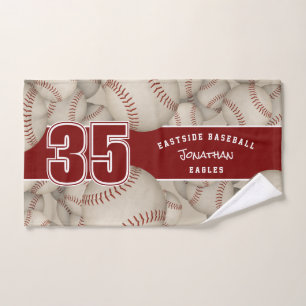 Grungy Baseballs Softballs atleet en teamnaam Bad Handdoek