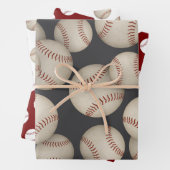 Grungy Baseballs Softballs Coördinerende Set van 3 Inpakpapier Vel (In situ)