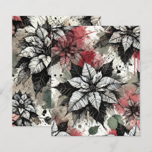 Grungy Bloemen Poinsettia Schetsen Scrapbook Papie