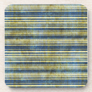 Grungy Blue en Yellow Stripes Bier Onderzetter
