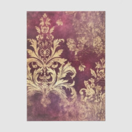 Grungy Burgundy and Gold Damask Pattern Tissuepapier