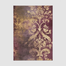 Grungy Burgundy Wine and Gold Damask Pattern Tissuepapier