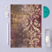 Grungy Burgundy Wine and Gold Damask Pattern Tissuepapier (Craft)