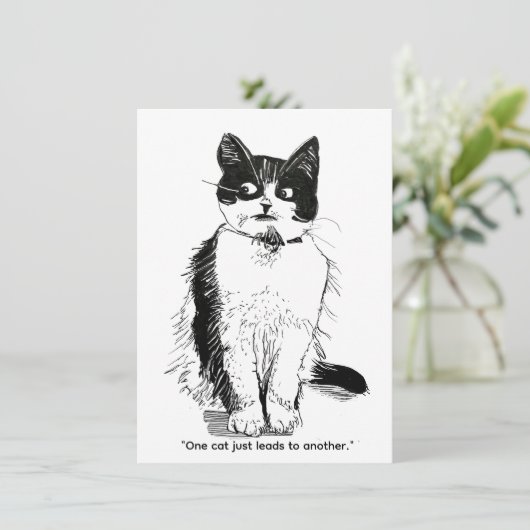 Grungy Cat - One Cat Leads to Another Feestdagenkaart (Staand voorkant)