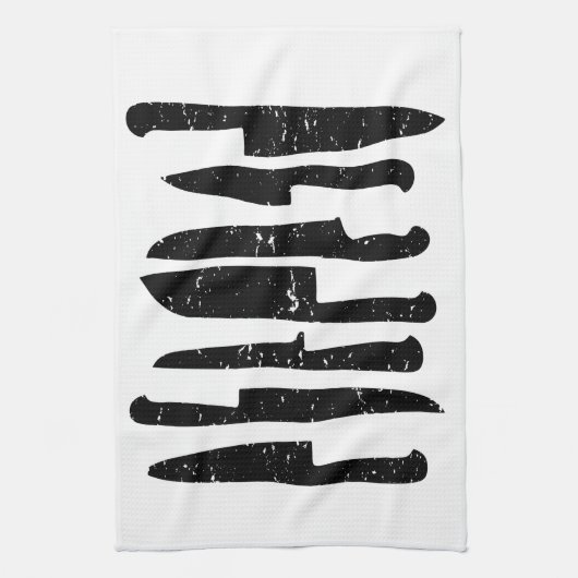 Grungy chef's messen illustreren t-towel theedoek (Verticaal)