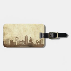 Grungy city background bagagelabel