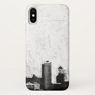 Grungy city background in zwart-wit iPhone x hoesje