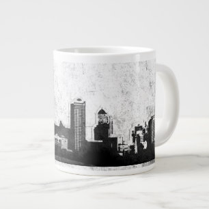 Grungy city background in zwart-wit extra grote beker