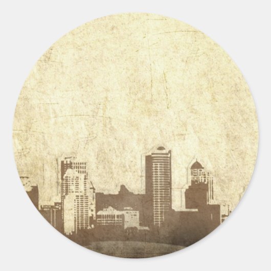 Grungy city background ronde sticker (Voorkant)
