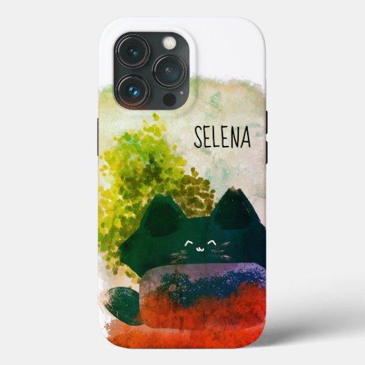 Grungy Cute Cartoon Hidden Fluffy Cat Case-Mate iPhone Case (Achterkant)