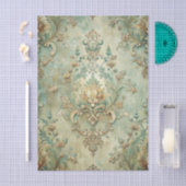 Grungy Damask Pattern in Shades of Teal & Beige Tissuepapier (Craft)