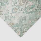 Grungy Damask Pattern in Shades of Teal Green Tissuepapier (Detail)