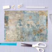 Grungy Distressed Blue Floral Ephemera Collage Tissuepapier (Craft)