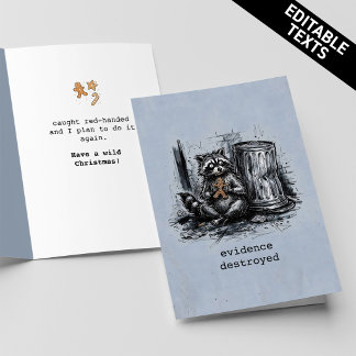 Grungy Feral Raccoon Cookie Heist Custom Christmas Kaart