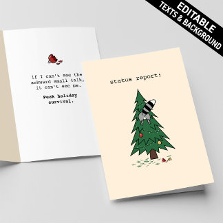Grungy Feral Raccoon Tree Funny Christmas Custom Kaart