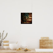 Grungy Flag met Eagle Poster (Keuken)