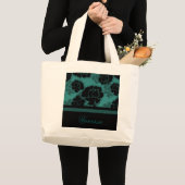 Grungy Floral Decadence Bag, Blauwgroen Grote Tote Bag (Voorkant (product))