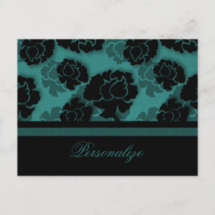 Grungy Floral Decadence Briefkaart, Blauwgroen Briefkaart