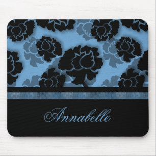 Grungy Floral Decadence Mousepad, Light Blue Muismat