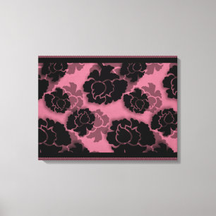 Grungy Floral Decadence Wrapped Canvas, Roze Canvas Afdruk