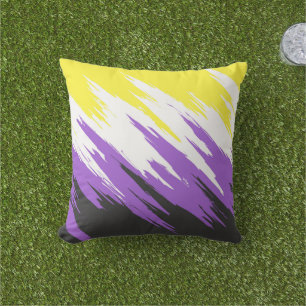 Grungy Funky ZigZag Abstract Nonbinaire Pride-vlag Buitenkussen