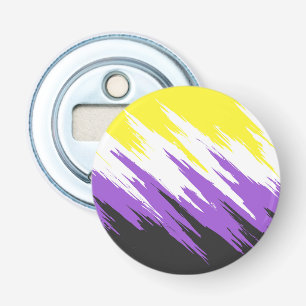 Grungy Funky ZigZag Abstract Nonbinaire Vlag voor  Button Flesopener