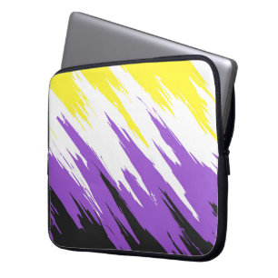 Grungy Funky ZigZag Abstract Nonbinaire Vlag voor Laptop Sleeve