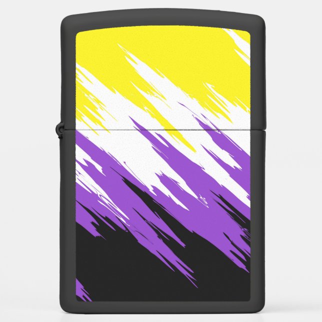 Grungy Funky ZigZag Abstracte Nonbinary Pride Flag (Voorkant)