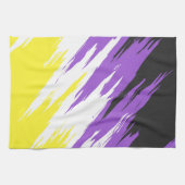 Grungy Funky ZigZag Abstracte Nonbinary Pride Flag Theedoek (Horizontaal)
