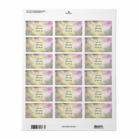 Grungy Girly Softball Etiket (Full Sheet)
