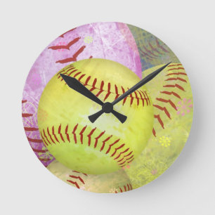 Grungy Girly Softball Ronde Klok