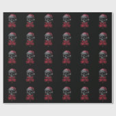 Grungy Gothic Skull Wearing a Distressed Santa Hat Cadeaupapier (Vlak)