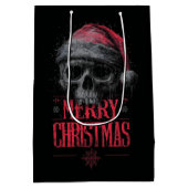 Grungy Gothic Skull Wearing a Distressed Santa Hat Medium Cadeauzakje (Achterkant)