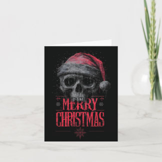 Grungy gotische schedel met een versleten kerstman feestdagen kaart