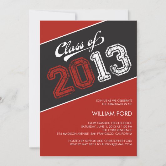 Grungy Graduate Graduate Invitation - Rouge (Devant)