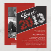 Grungy Graduate Graduate Invitation - Rouge (Devant / Derrière)