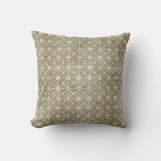Grungy Green en Beige Pattern Kussen (Voorkant)