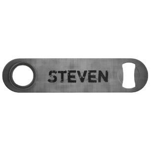 Grungy grijs met jouw naam modern design speed flessenopener